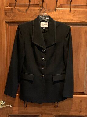 BLACK KASPER PETITE PANT SUIT FOR WOMEN, SIZE 2P, CAREER PROFESSIONAL BUSINESS